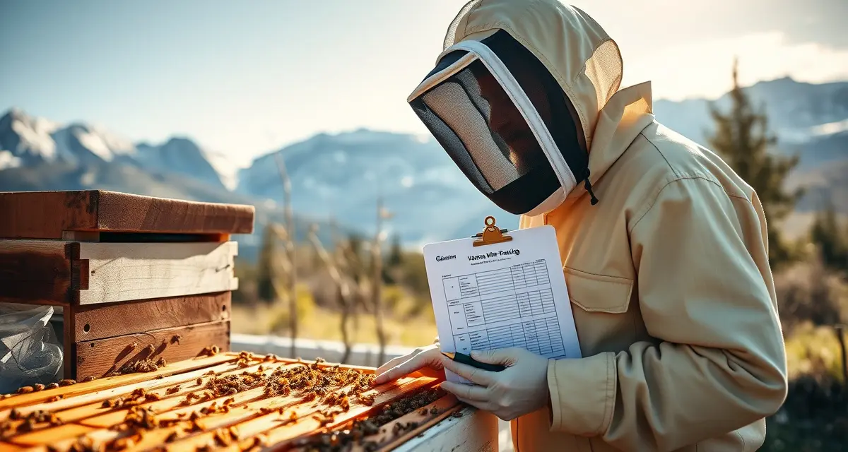 Alaska beekeeper managing varroa mites during short treatment season with tracking software and hive inspection tools