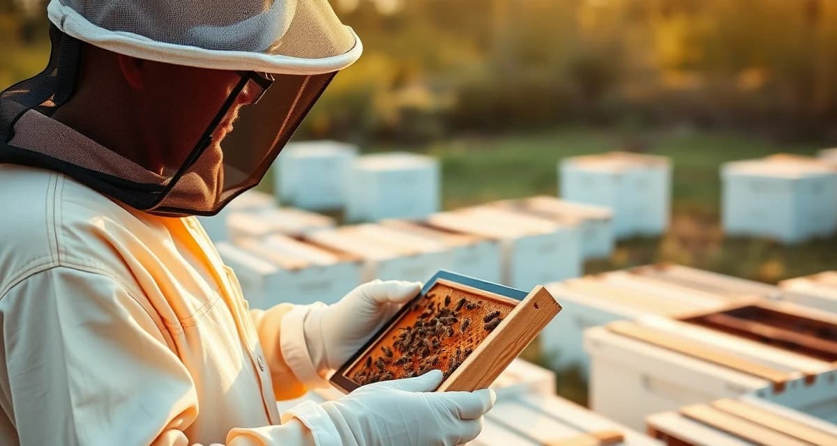 Commercial beekeeper using VarroaVault tablet app to track varroa mite treatment on 300-hive operation across multiple apiaries