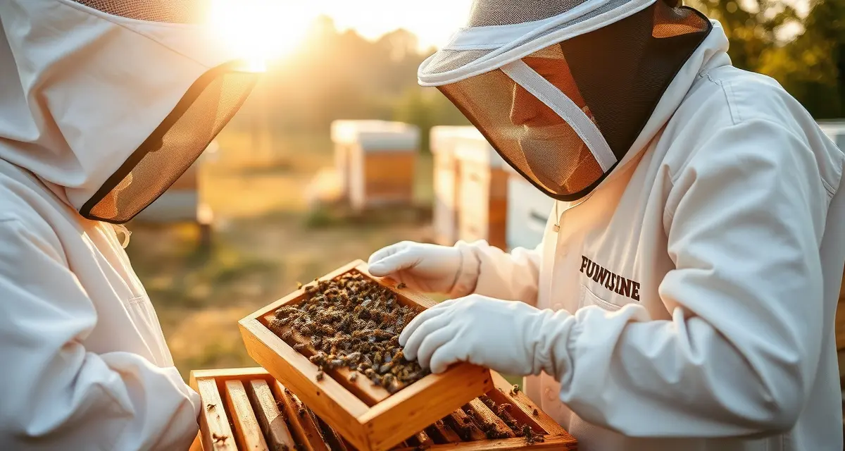 Pennsylvania beekeeper inspecting hive frame for varroa mite compliance during annual apiary monitoring and PDA registration requirements.