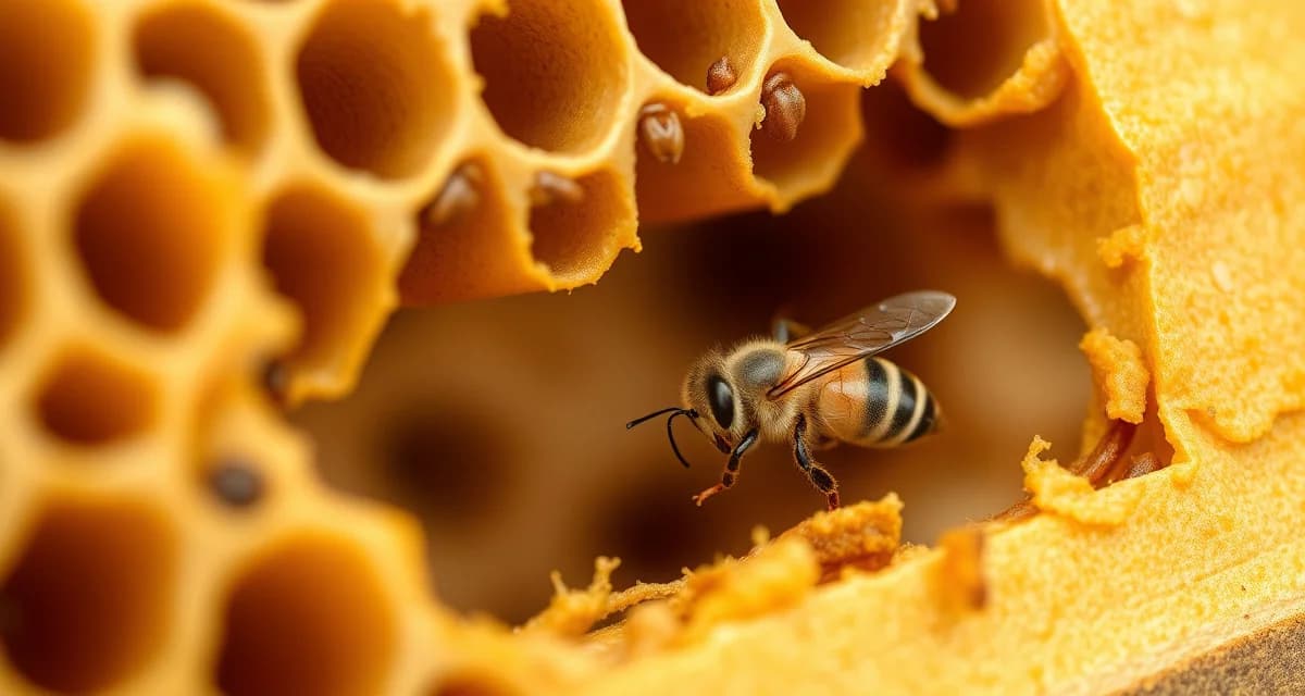 Varroa mite visible on capped brood cell during honeybee hive inspection for mite infestation detection.