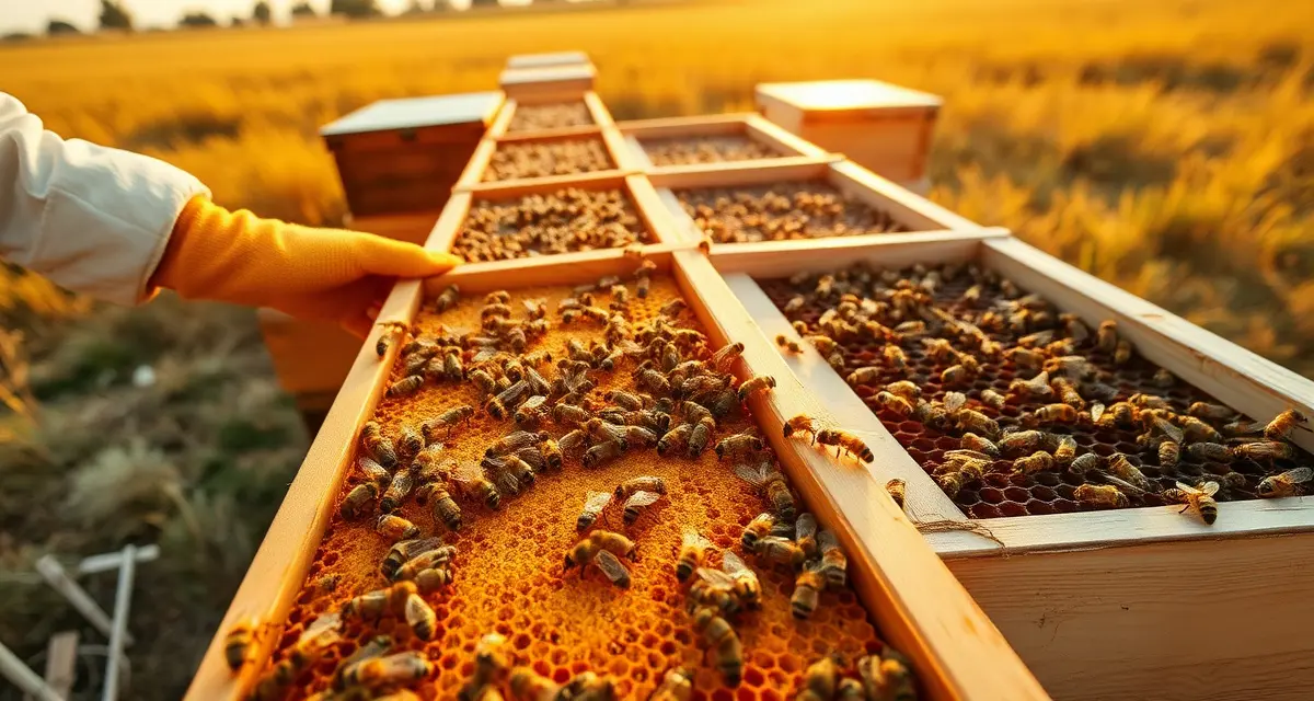 Isolated apiary with healthy honeybee hives demonstrating varroa mite prevention through proper apiary location and biosecurity practices.