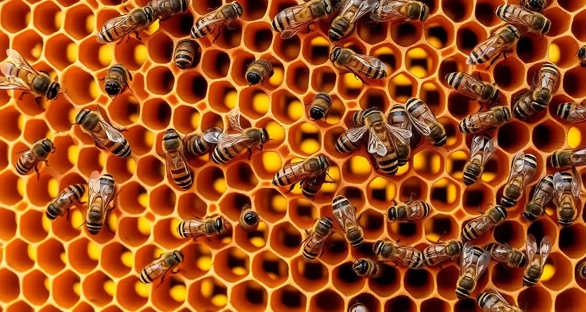 Nurse bees on honeycomb brood cells showing varroa mite sampling technique for accurate infestation monitoring