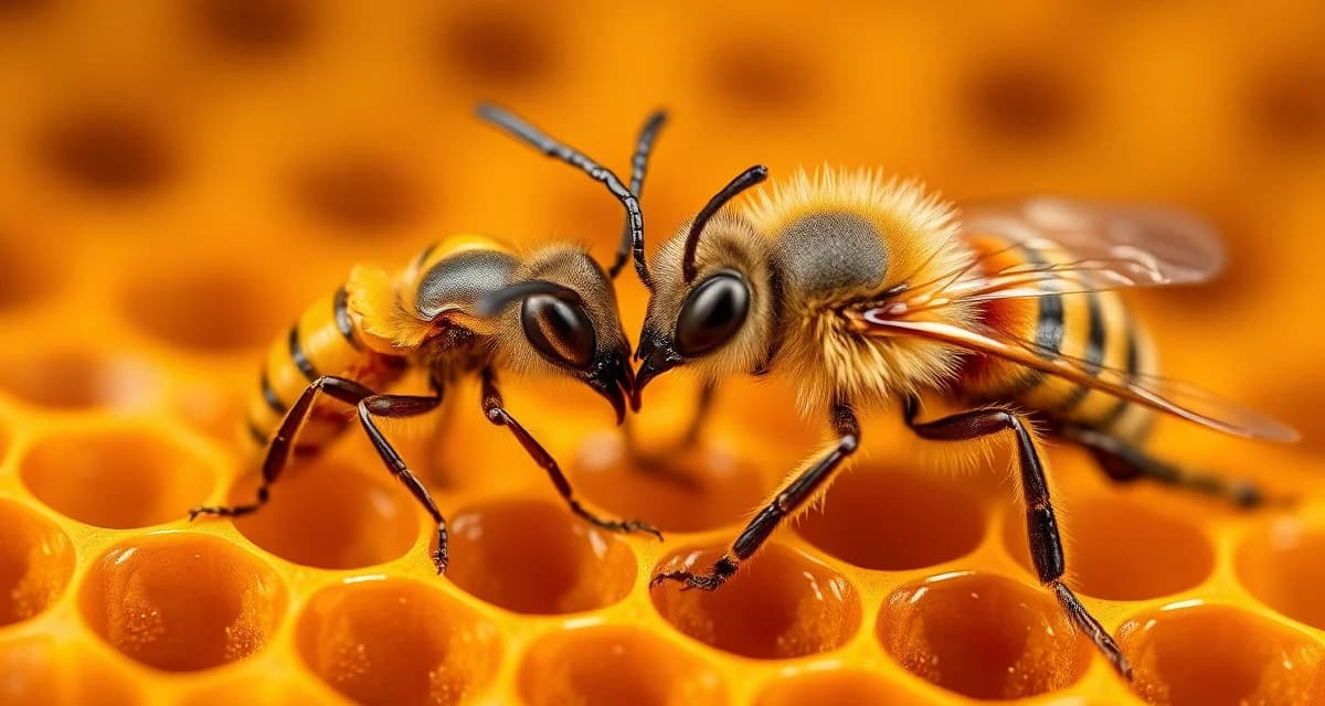 Side-by-side comparison of varroa mite and small hive beetle on honeycomb showing identifying features and differences for beekeepers