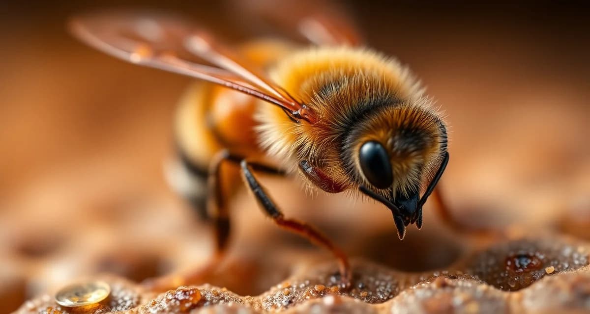 Macro photograph of varroa mite on honeybee showing seasonal testing importance for hive monitoring.