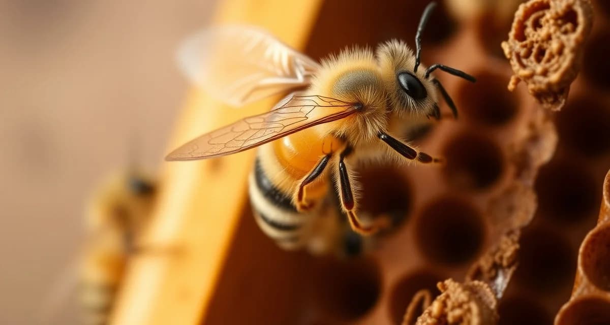 Varroa mite on honeybee frame in pollination nucleus colony showing pre-transit treatment assessment