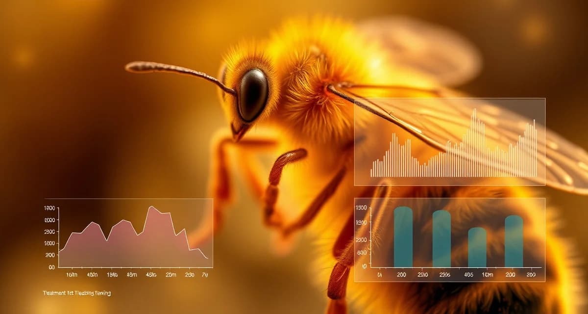 Varroa mite treatment efficacy tracking with pre and post-count measurement data for hive monitoring success