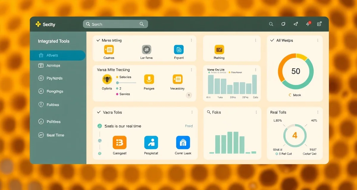 VarroaVault integrations dashboard displaying connected mite tracking apps, hive scales, and calendar services for beekeeping workflow automation